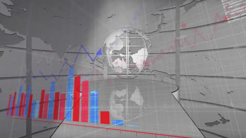 Digital Globe with Financial Graphs and Data Visualization