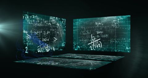 Futuristic Digital Learning with Transparent Math Screens - Download Free Stock Images Pikwizard.com