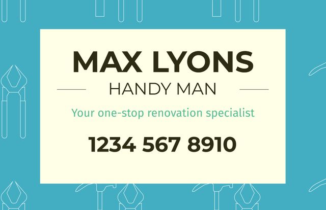 Handyman Service Business Card with Tools and Contact Information - Download Free Stock Videos Pikwizard.com