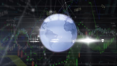 Digital Globe with Data Networks and Iconic Connections