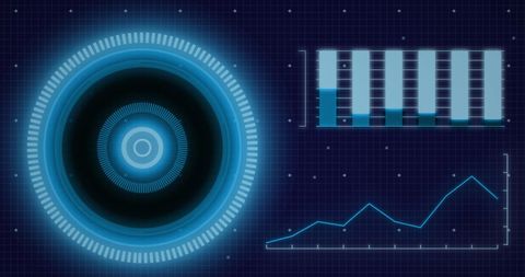 Digitized Data Analysis with Neon Round Scanner Interface - Download Free Stock Images Pikwizard.com