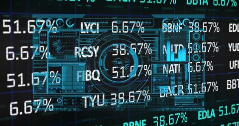 Futuristic Digital Screen with Financial Data Display