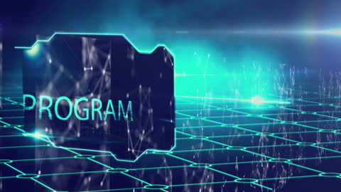 Digital Interface with Dynamic Moving Shapes and Text Animation