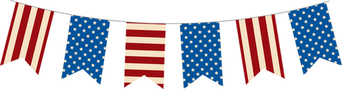 Hanging americana pennant garland on transparent background