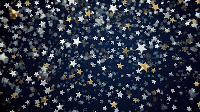 Floating Metallic Stars on Navy Background Creating Glittering Field
