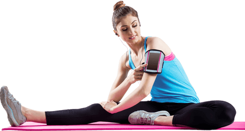 Transparent Fit Woman Exercising with Music and Phone Armband