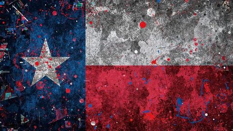 Grunge Texas Flag Digital Art with Paint Splatters