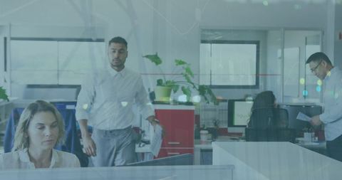 Team of professionals working in modern office setting