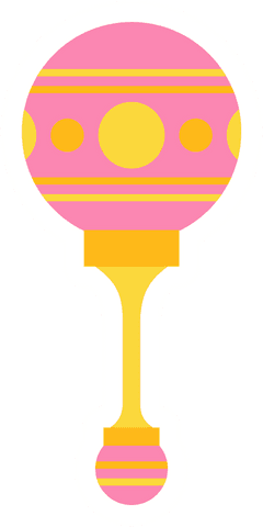 Colorful baby rattle illustration on transparent background