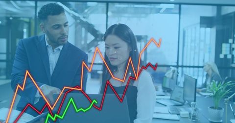 Diverse Business Team Analyzing Data Trends with Graph Overlays - Download Free Stock Images Pikwizard.com