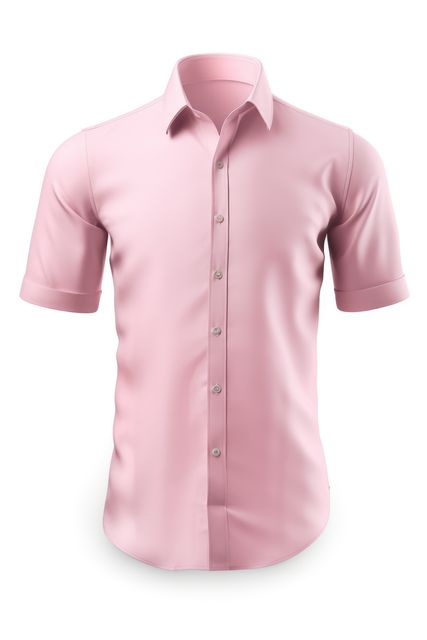 Pink short sleeve shirt on white background, created using generative ai technology. Fashion and clothes concept digitally generated image.