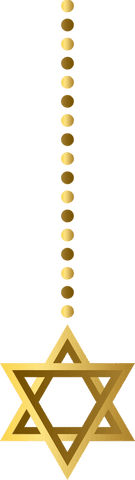 Elegant star of david gold pendant on transparent background