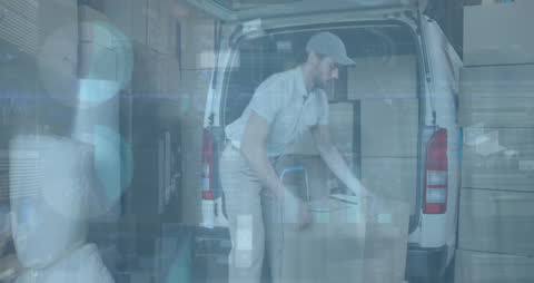 Person Loading Boxes into Van for Global Shipping Network