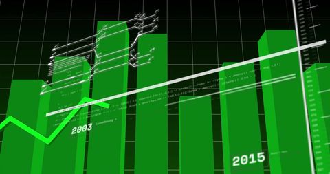 Dynamic Chart with Green Bar Graph and Growing Trendline - Download Free Stock Images Pikwizard.com