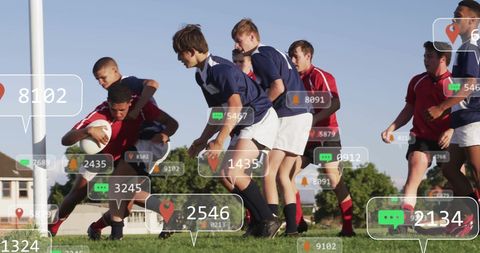 Rugby Players Merging Sports with Social Media Digital Overlay