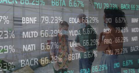 Masked Business Team Analyzing Financial Data in Modern Office - Download Free Stock Images Pikwizard.com