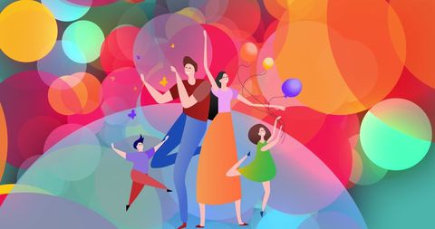 Vibrant Family Dancing Celebration with Balloons - Download Free Stock Images Pikwizard.com