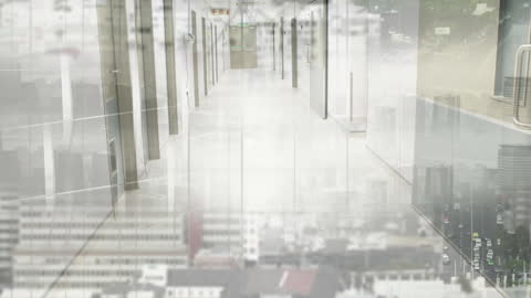 Futuristic Digital Data Overlay in Hospital Hallway