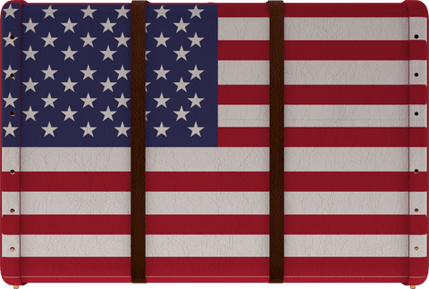 Transparent american flag suitcase with straps design