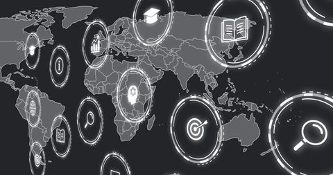 Global network with digital business communication icons