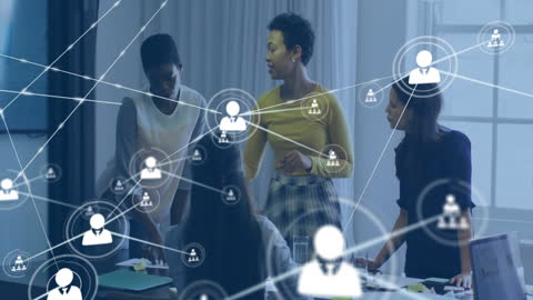 Diverse Business Team with Network of Digital Connections