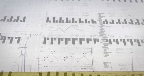 Composite visualization of renewable energy site analytics and charts