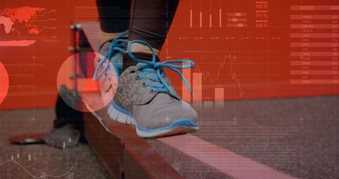 Athlete Walking Balance Beam Overlaid with Data Analytics Graphics - Download Free Stock Images Pikwizard.com