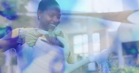 Artistically Abstract Gardening Scene with Watering Can