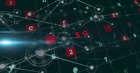 Abstract Network Connection with 5G Symbols and Digital Data Exchange - Download Free Stock Images Pikwizard.com