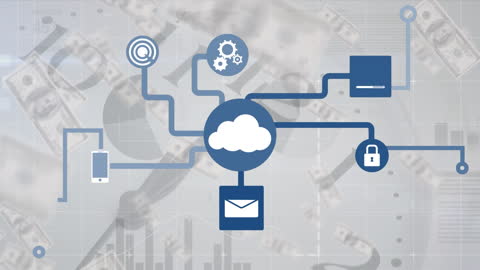 Digital Finance Network and Cloud Computing Illustration