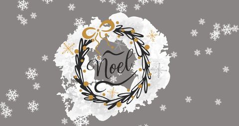 Elegant Noel Design with Wreath and Snowflakes