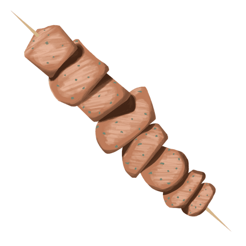 Skewered grilled meat design on transparent background