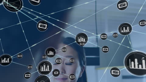 Digital Network Overlay on Business Meeting Scene