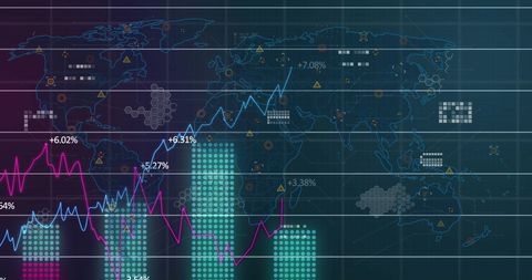 Global Financial Analytics on Digital World Map - Download Free Stock Images Pikwizard.com