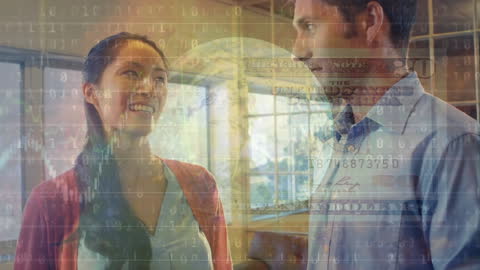 Digital Business Collaboration with Globe and Coding Animation