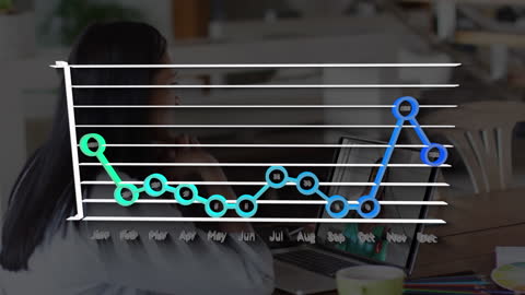 Female Professional Analyzing Financial Graph with Laptop