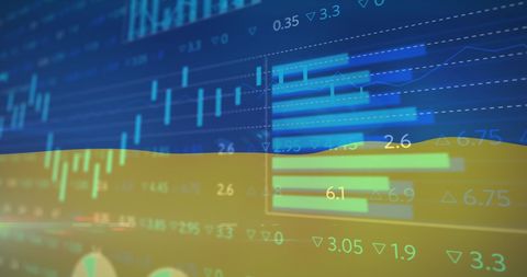 Ukrainian Flag Overlay on Financial Data Symbols Increasing Volatility - Download Free Stock Images Pikwizard.com