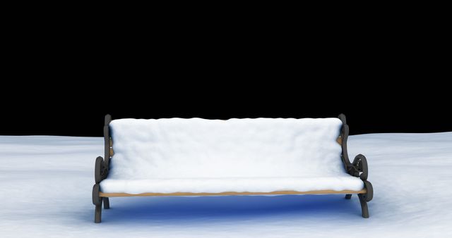 Wintery Bench Covered in Snow Against Black Background - Download Free Stock Images Pikwizard.com