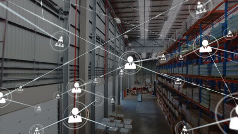Empty Warehouse with Overlay of Network Connections