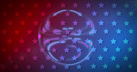 Spinning Neon Circular Pattern with Starry American Colors