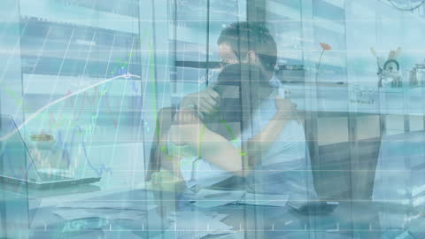 Digital Animation of Business Data Over Colleagues in Office