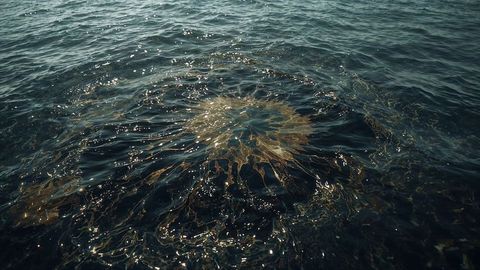 Tranquil ocean scene with large jellyfish underwater