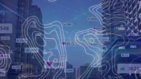 Digital Network and Social Connections Over Cityscape