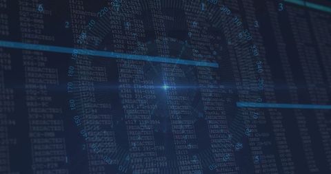 Futuristic cybersecurity interface with rotating digital gauge