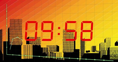 Countdown Cityscape with Digital Diagram Interface - Download Free Stock Images Pikwizard.com