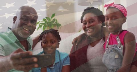 Happy African American Family with USA Flag Overlay Symbolizing Patriotism - Download Free Stock Images Pikwizard.com