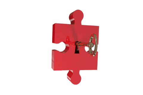red puzzle piece with key and keyhole on transparent background - Download Free Stock Videos Pikwizard.com