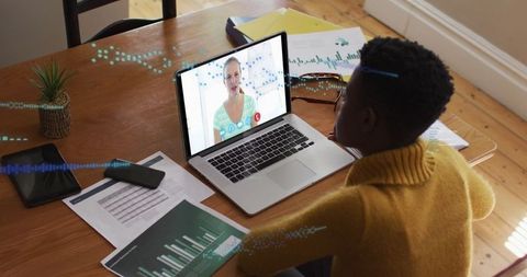 Virtual Business Call with Data Streams Displayed