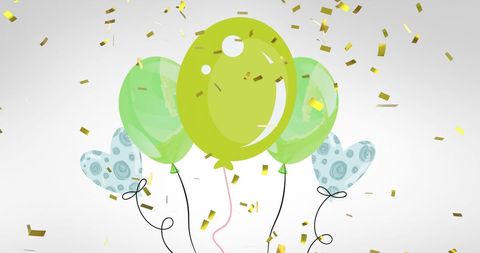 Celebratory Balloons with Falling Gold Confetti - Download Free Stock Images Pikwizard.com