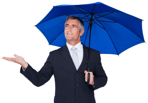 confident businessman with transparent blue umbrella - Download Free Stock Videos Pikwizard.com